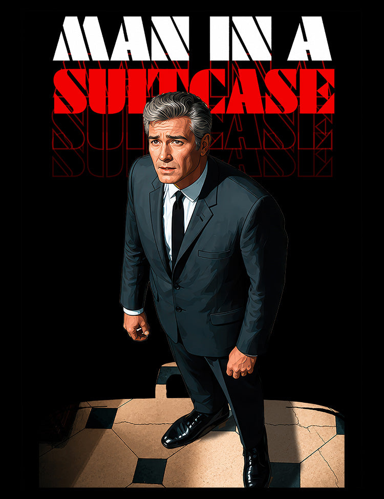 Richard Bradford inspired cult TV shirt based on the 1967 series Man in a Suitcase
