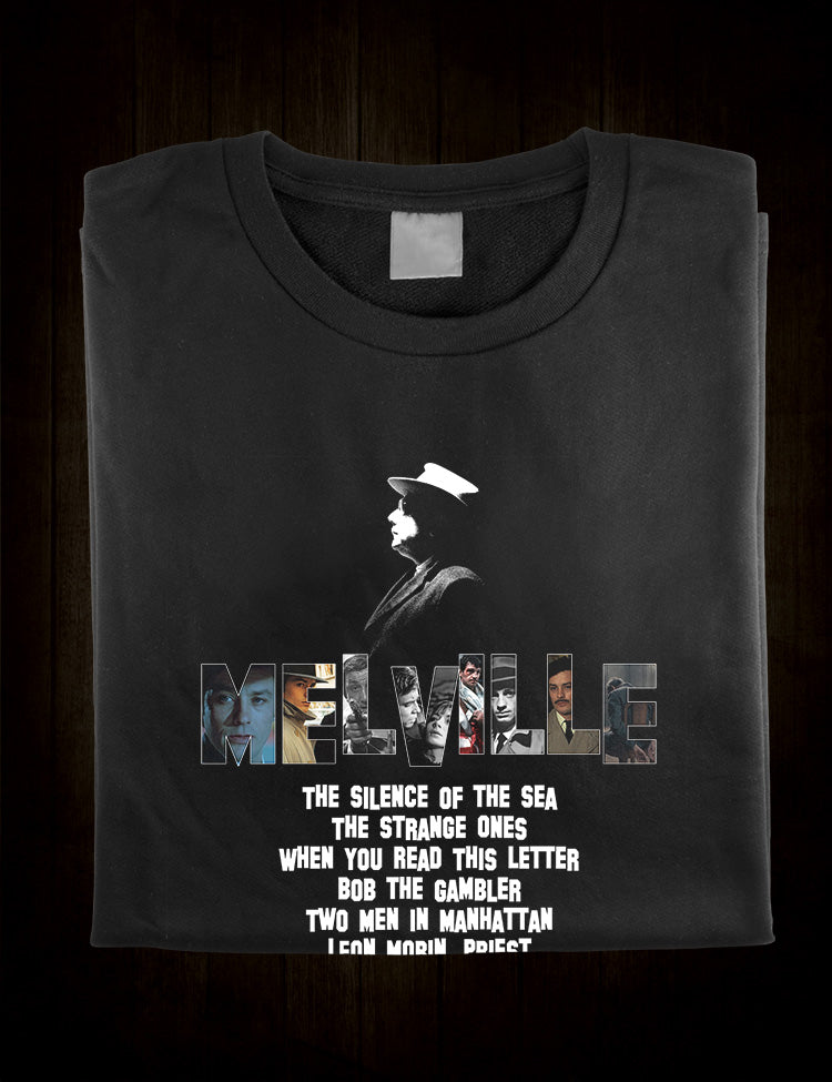 French New Wave era cinema shirt celebrating independent director Jean-Pierre Melville