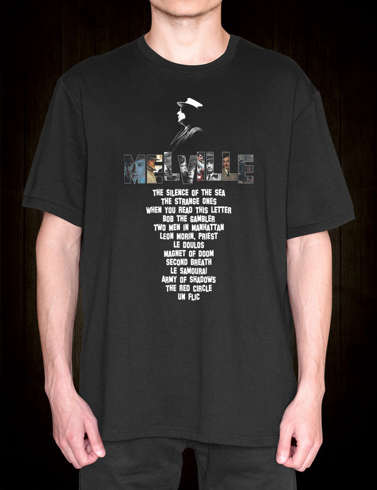 Classic French noir T-shirt dedicated to filmmaker Jean-Pierre Melville