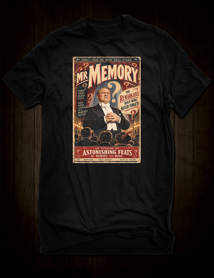 The 39 Steps Mr Memory T-Shirt featuring James Hayter's 1959 film character