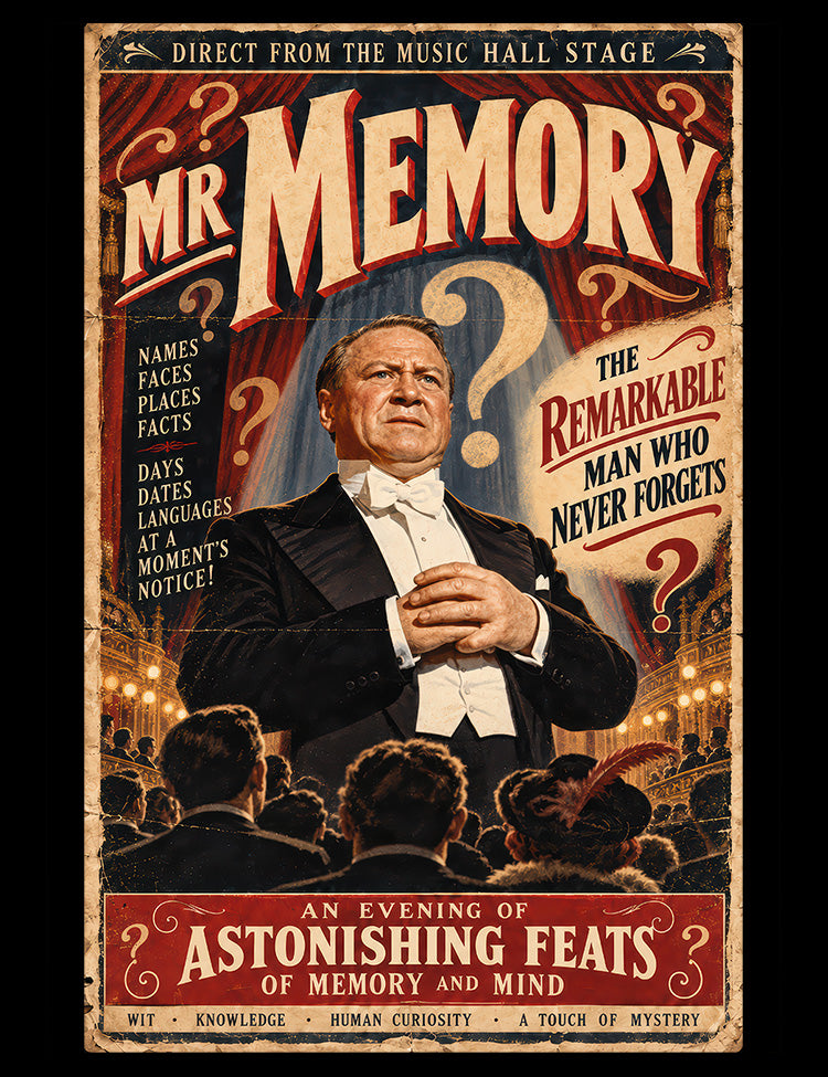 Vintage music hall poster design inspired by The 39 Steps 1959 movie