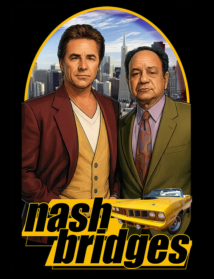 Nash Bridges and Joe Dominguez classic TV duo tee