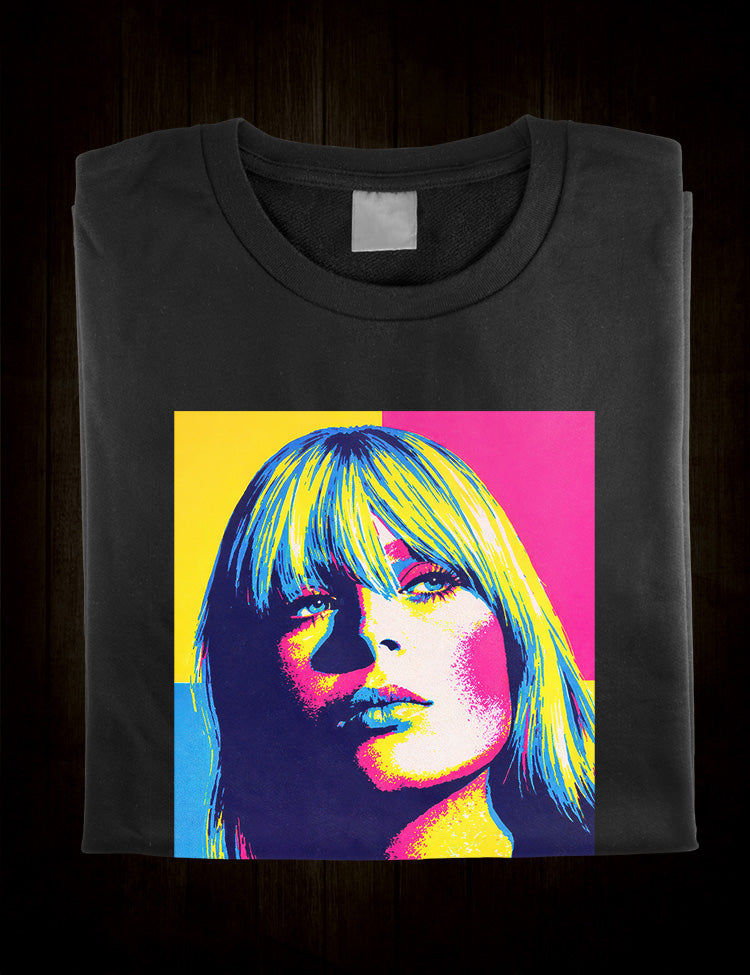 Colourful Christa Päffgen portrait tee inspired by the Velvet Underground vocalist