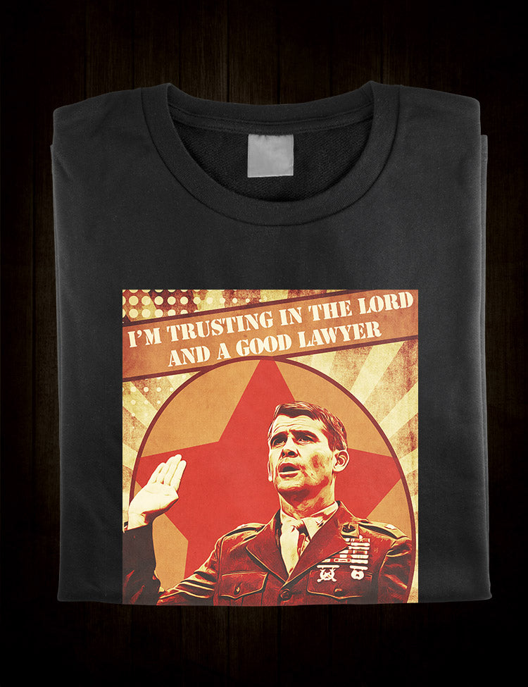 Pop culture-inspired Oliver North T-Shirt with a captivating design paying homage to an influential figure.