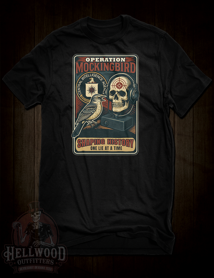 Operation Mockingbird CIA propaganda t-shirt design