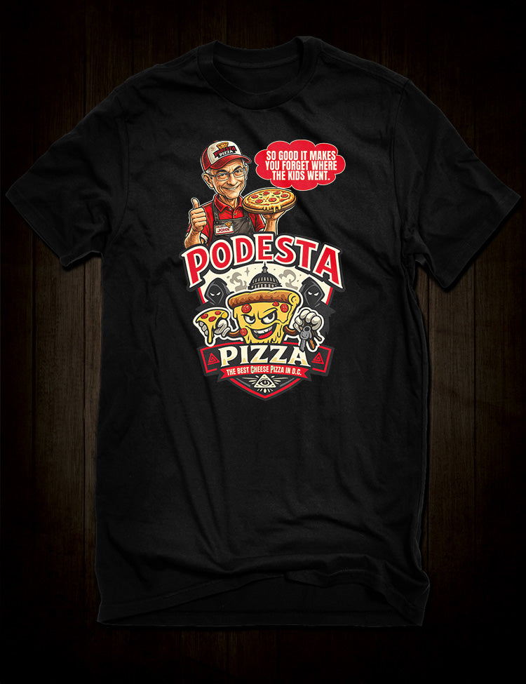 Podesta Pizza t-shirt satire parody apparel