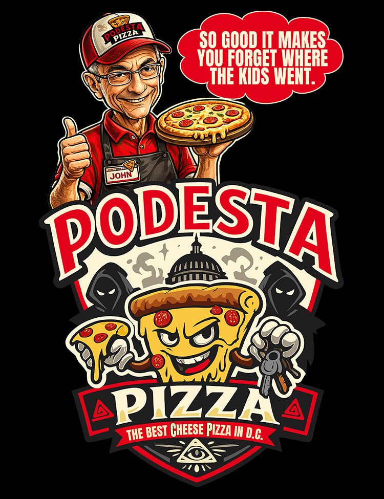 Podesta Pizza fictional concept t-shirt