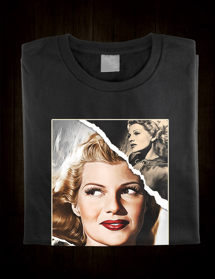 Classic Hollywood icon Rita Hayworth on a t-shirt