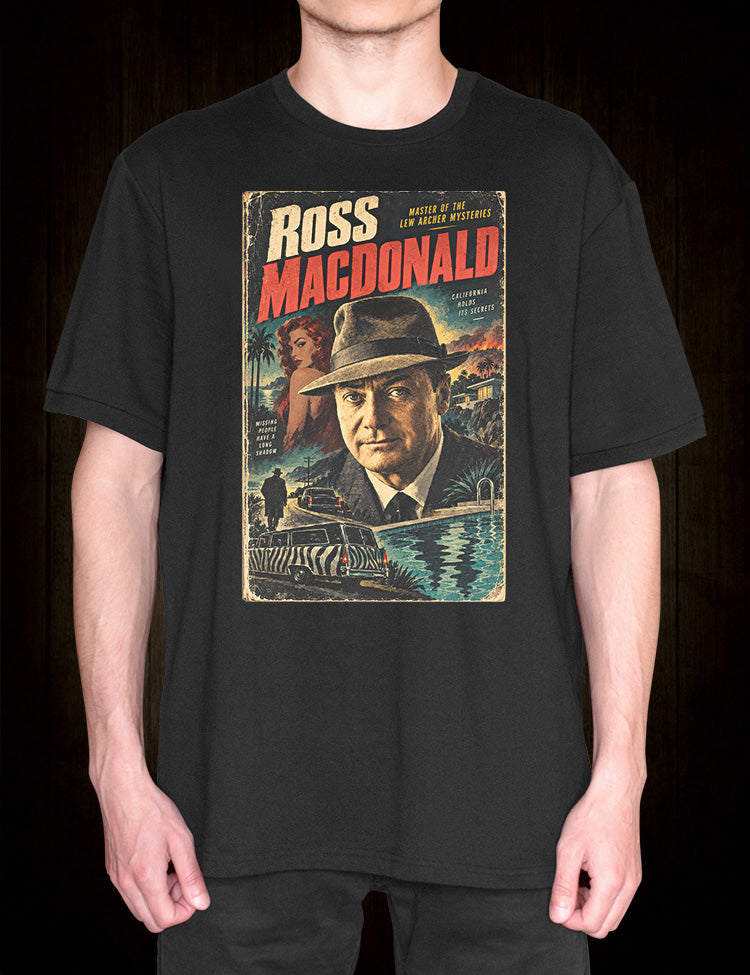Lew Archer detective novel T-shirt celebrating classic American crime fiction