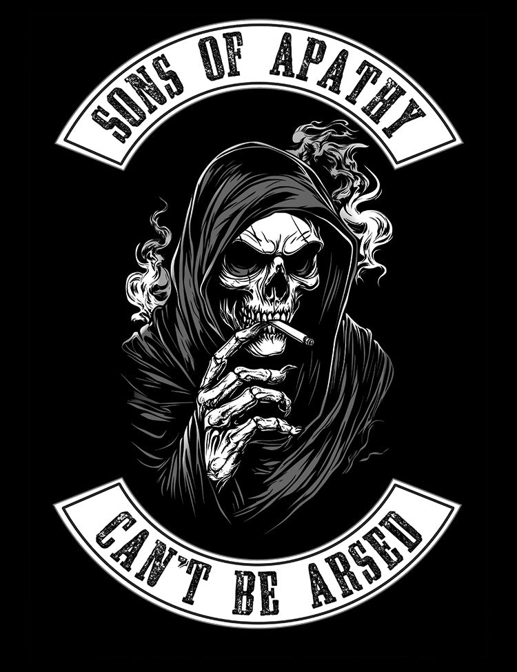 Humorous Sons of Anarchy parody t-shirt, smoking Death logo