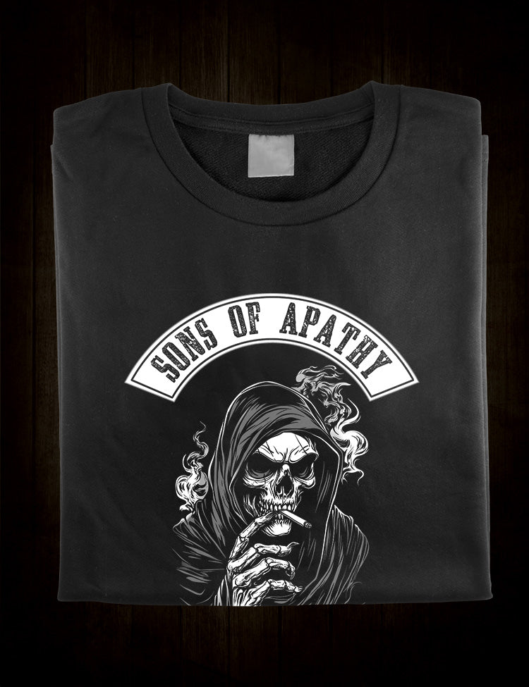 Smoking skeletal Death design, Sons of Apathy parody