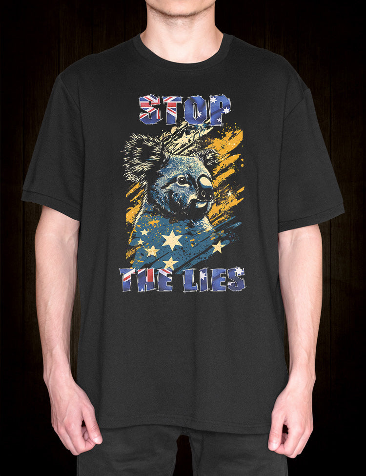 Stop The Lies Australia Doesn't Exist T-Shirt for conspiracy theory enthusiasts