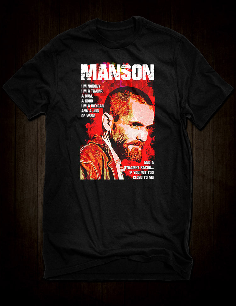 Charles Manson inspired straight razor quote t-shirt