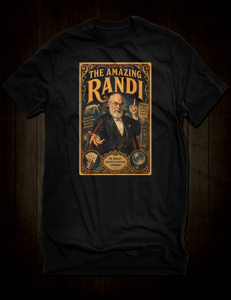 The Amazing Randi T-Shirt featuring James Randi magician and sceptic artwork