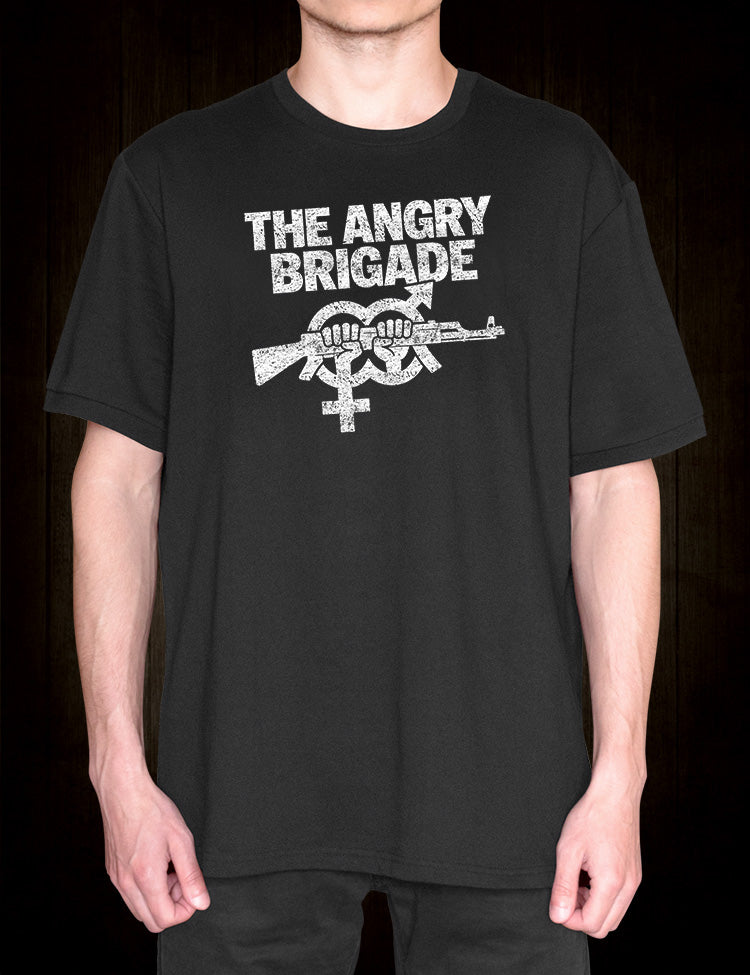 Distressed The Angry Brigade design celebrating radical 1970s history
