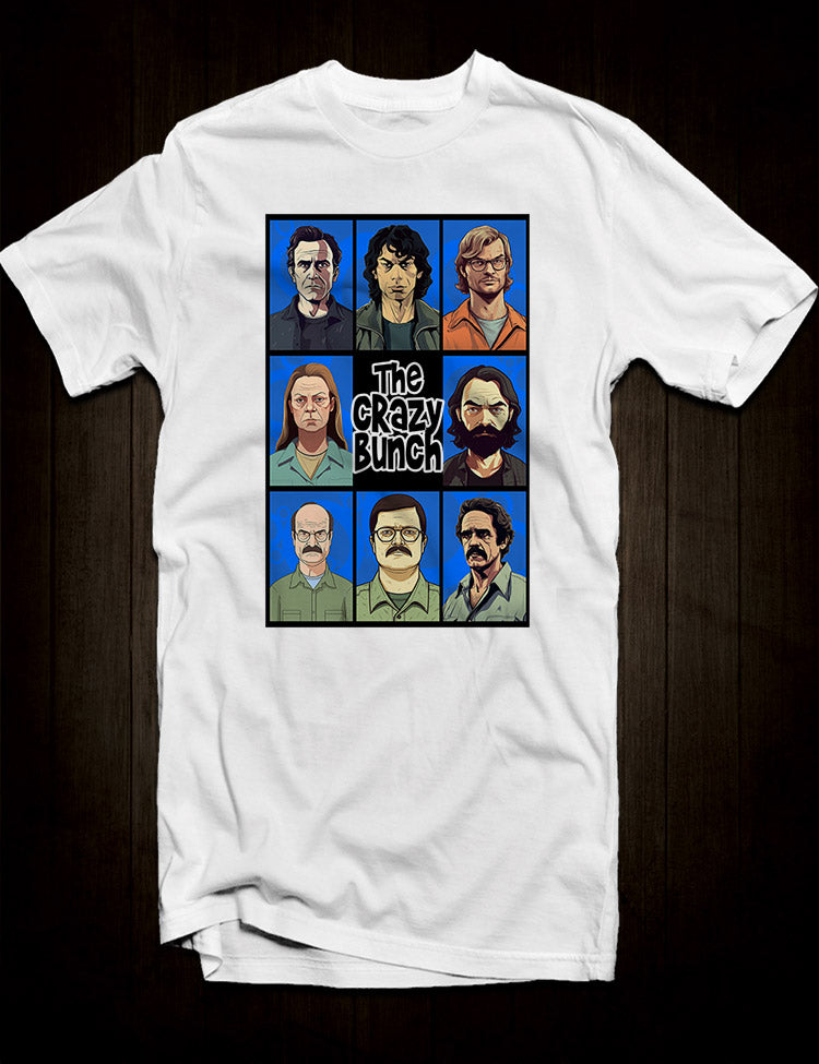 White Serial Killer T-Shirt Featuring Manson, Bundy, Dahmer and more