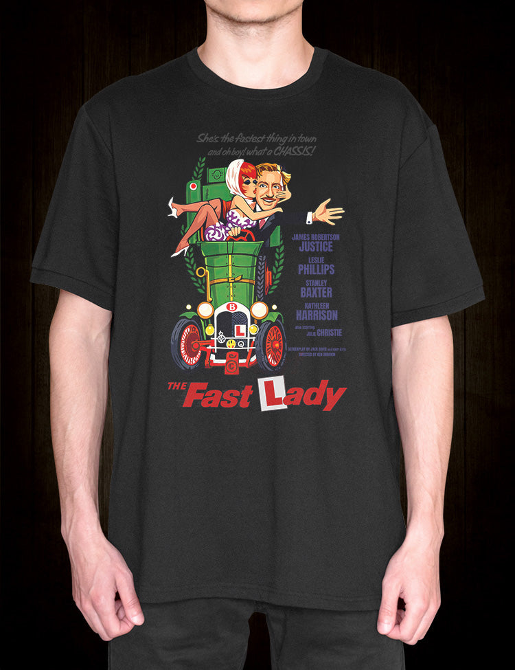Retro British cinema T-shirt celebrating The Fast Lady 1962