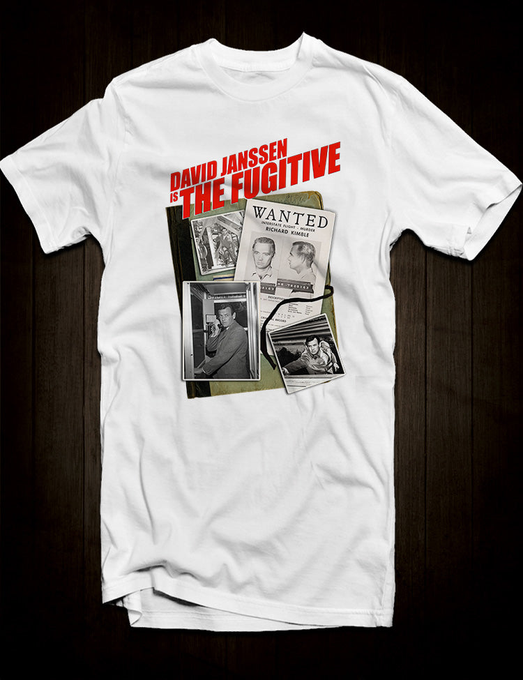 Cult television tee based on The Fugitive starring David Janssen and Barry Morse