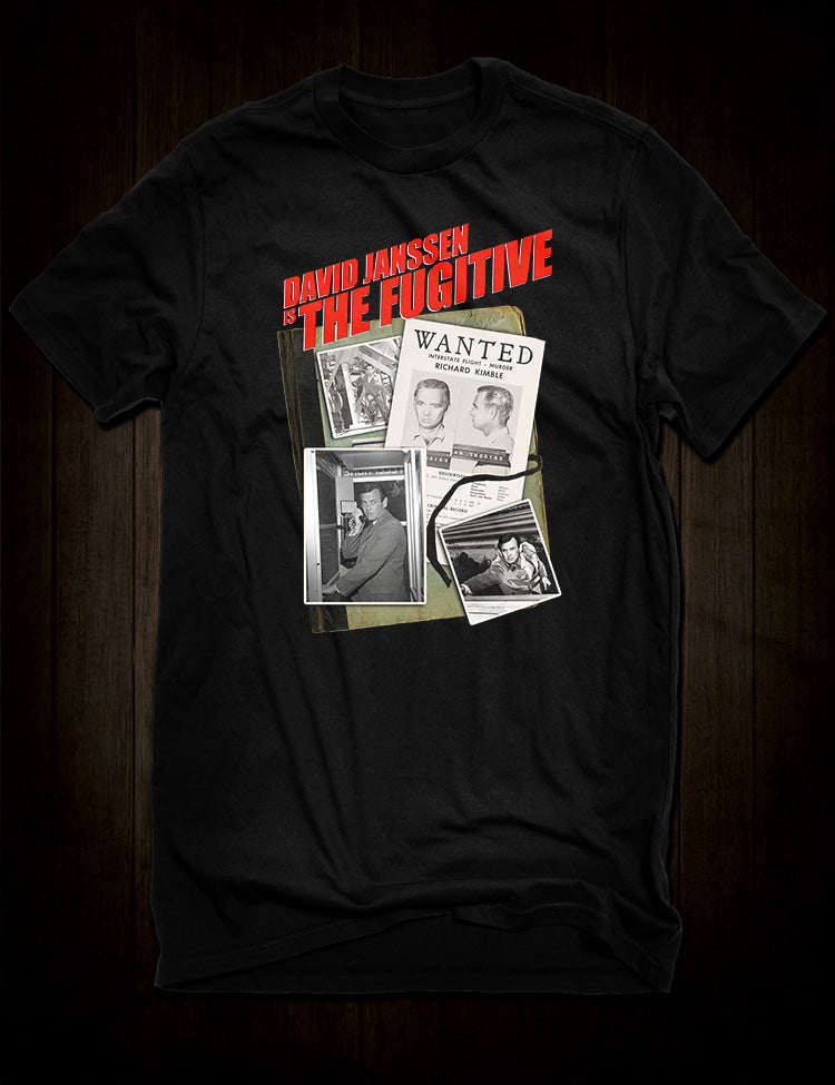 The Fugitive T-Shirt featuring David Janssen as Dr Richard Kimble from the classic 1960s television series