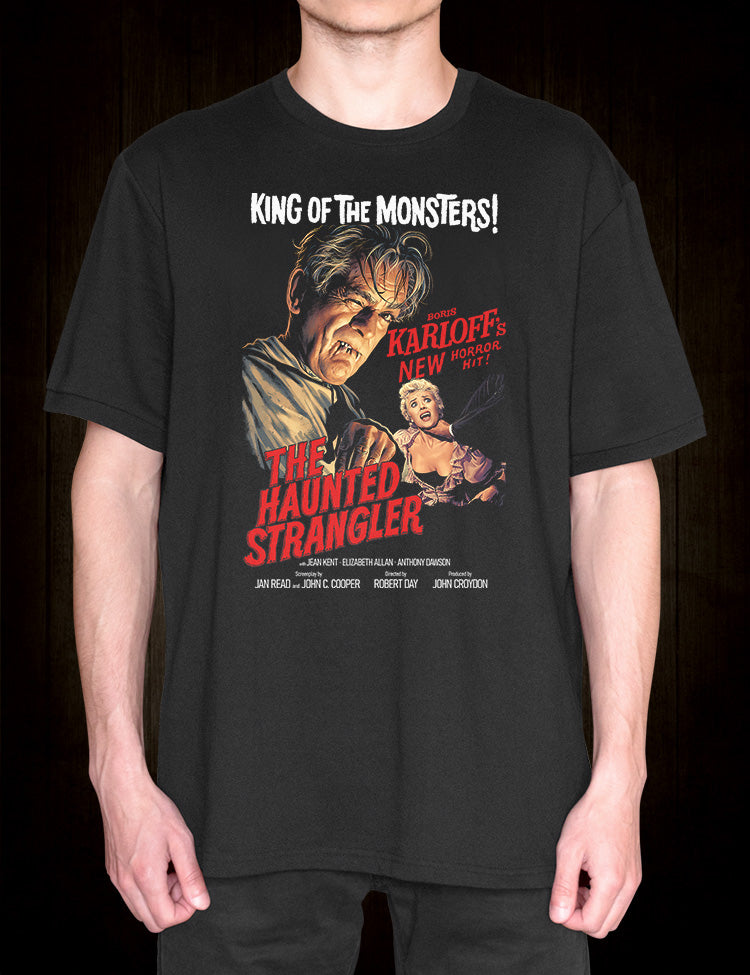 Vintage horror movie shirt featuring Boris Karloff as James Rankin