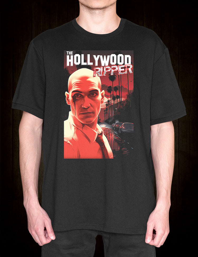 Hollywood Ripper T-Shirt: A stylish and chilling reminder of a notorious serial killer.