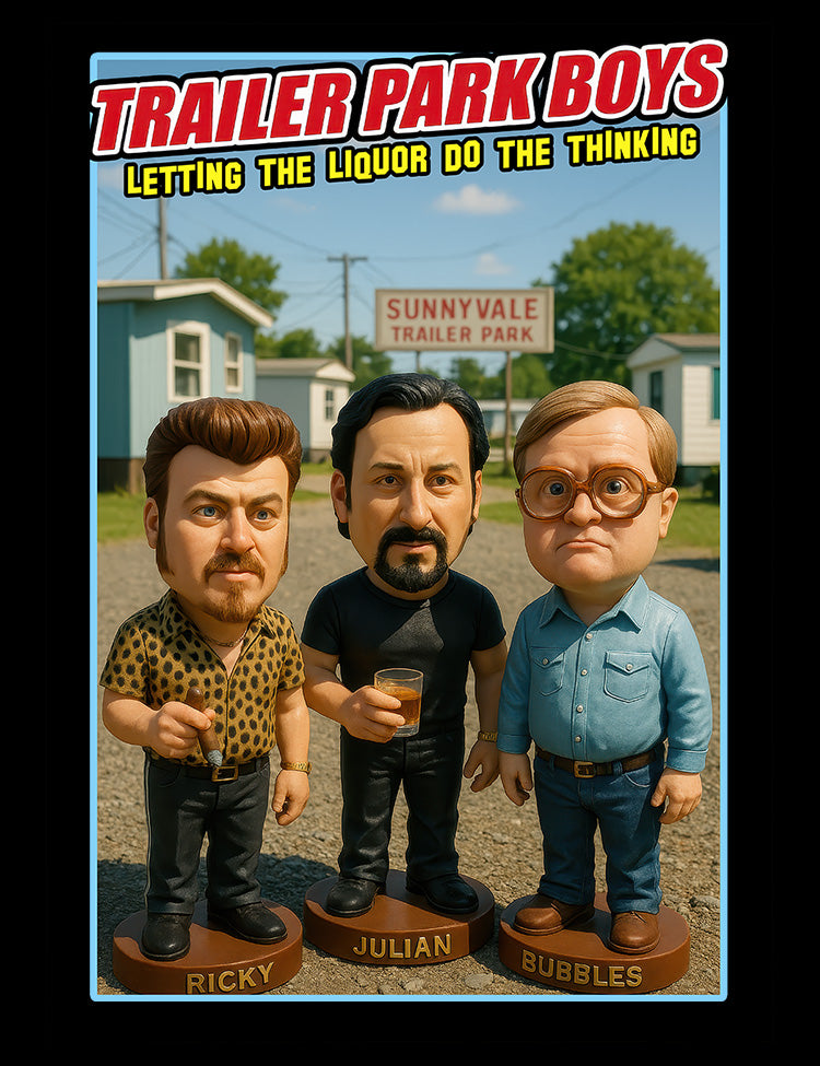 Sunnyvale Trailer Park cult Canadian comedy graphic with Ricky Julian and Bubbles