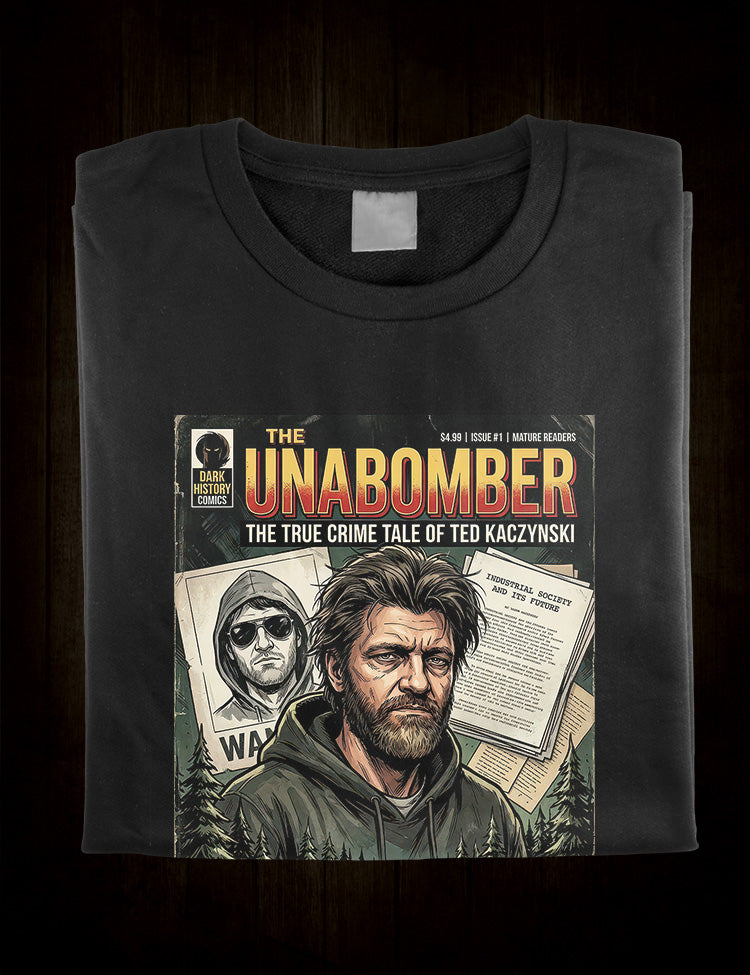 True crime T-shirt based on Ted Kaczynski and the UNABOM investigation