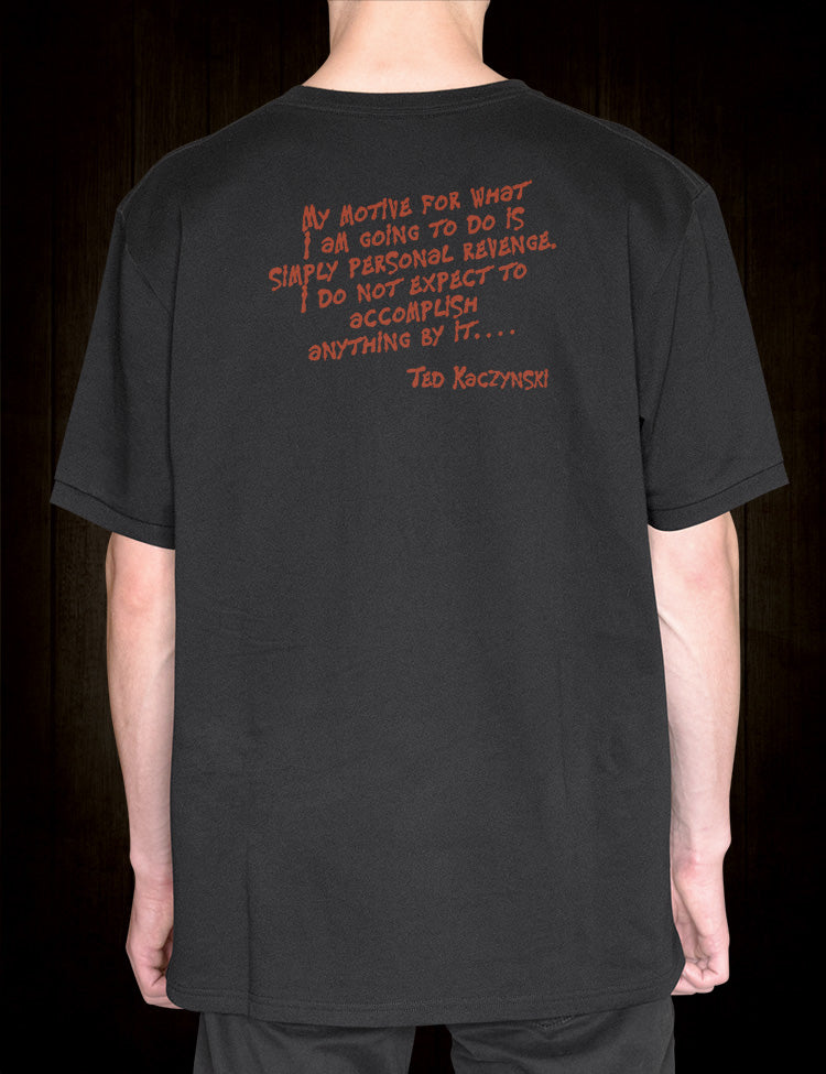 Industrial Society and Its Future inspired true crime graphic T-shirt