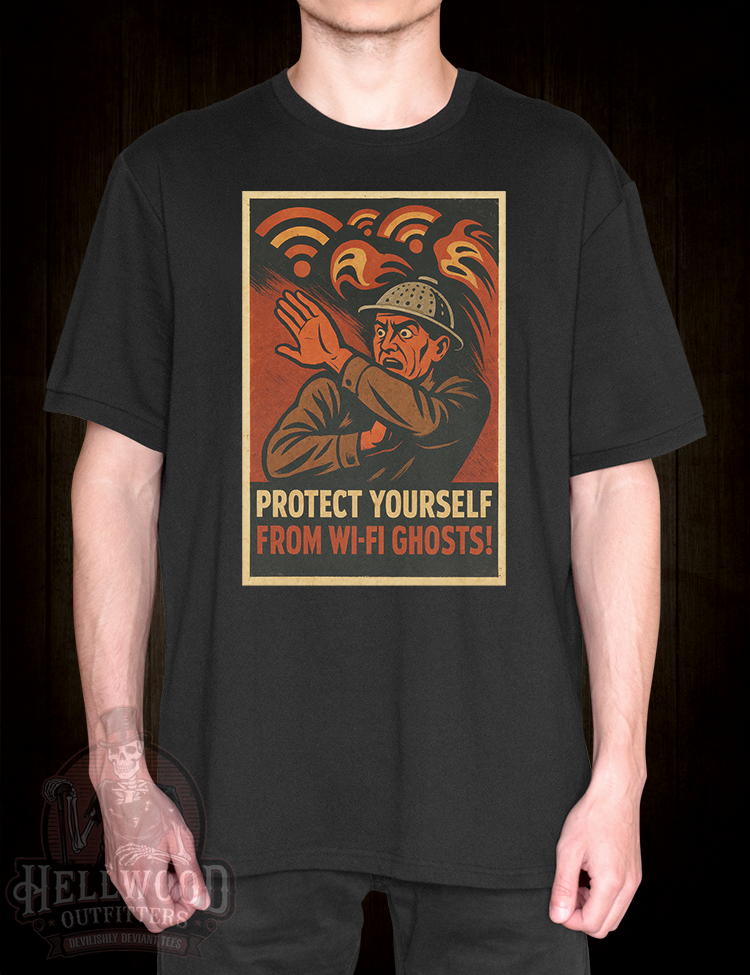Protect Yourself From WIFI Ghosts parody poster t-shirt