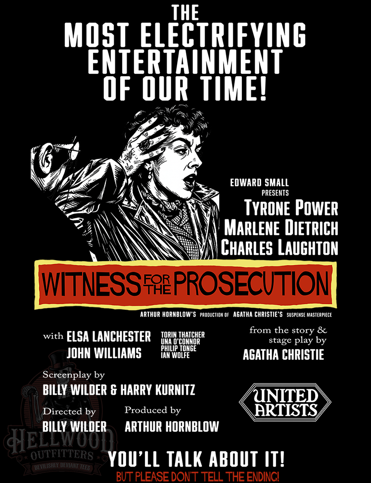 Retro movie merchandise inspired by Witness For The Prosecution