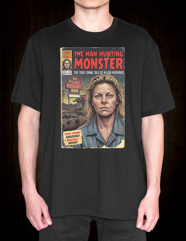 True crime graphic T-shirt depicting American serial killer Aileen Wuornos