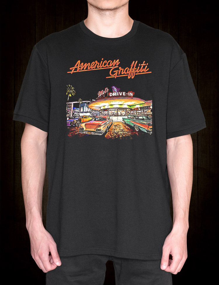 Vintage-inspired American Graffiti tee with cruising street scene