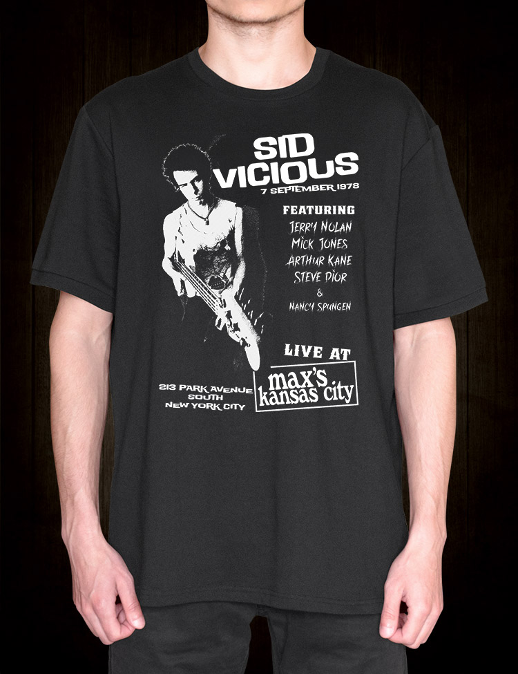 Sid Vicious Live At Max's T-Shirt from Hellwood Outfitters Sid Vicious Live At Max's T-Shirt from Hellwood Outfitters
