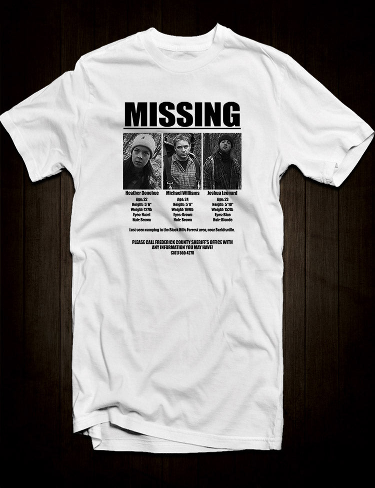 White Blair Witch Missing Poster T-Shirt