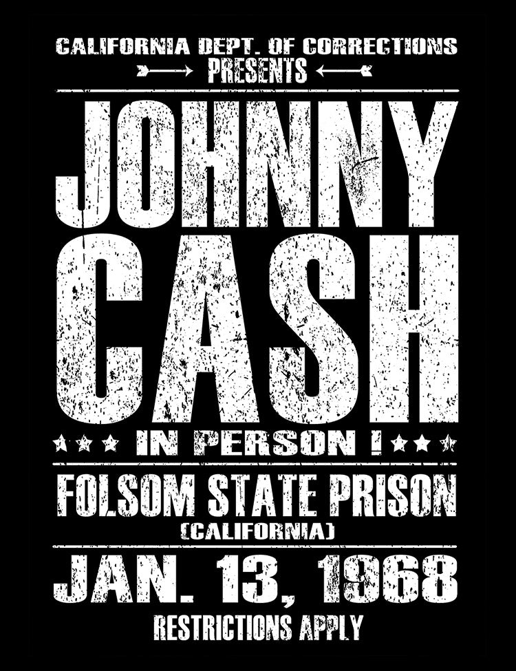 Johnny Cash Live At Folsom Prison Concert Poster T-Shirt