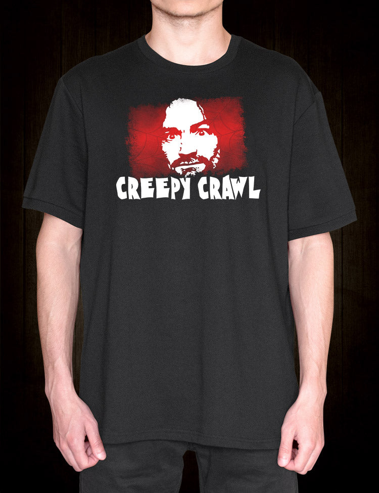 Charles Manson creepy crawling graphic T-shirt inspired by the Manson Family