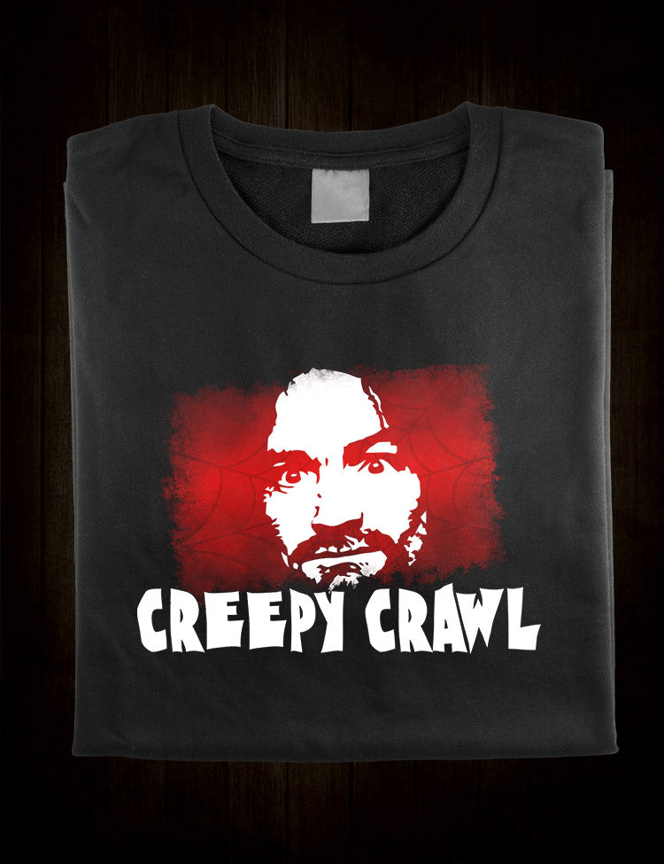 Charlie Manson Creepy Crawl T-Shirt featuring Charles Manson true crime imagery