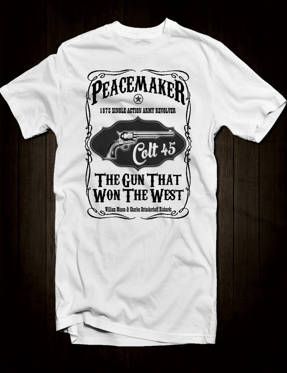 White Wild West Gun T-Shirt Colt 45 Peacemaker