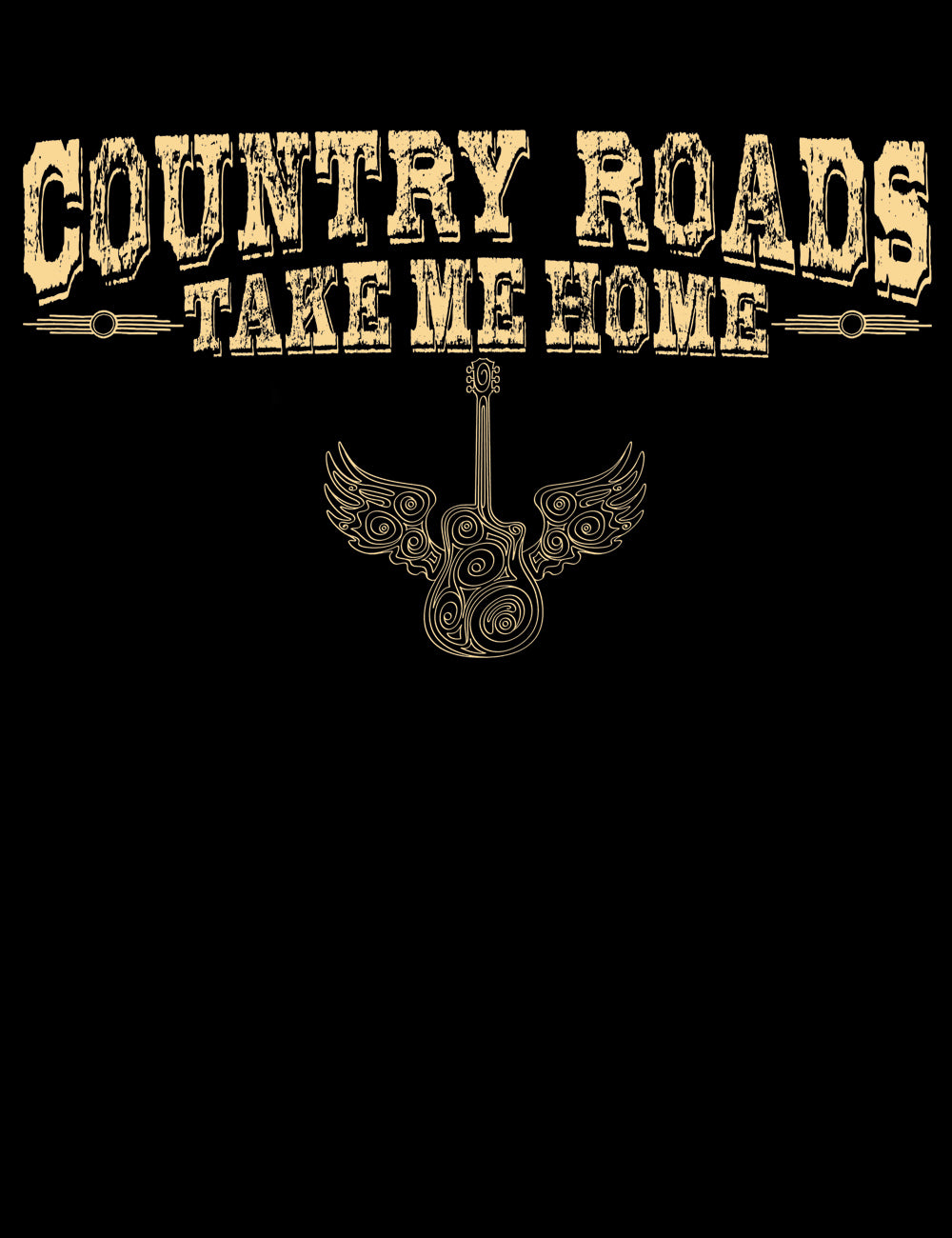 John Denver Country Roads Take Me Home Lyric T-Shirt