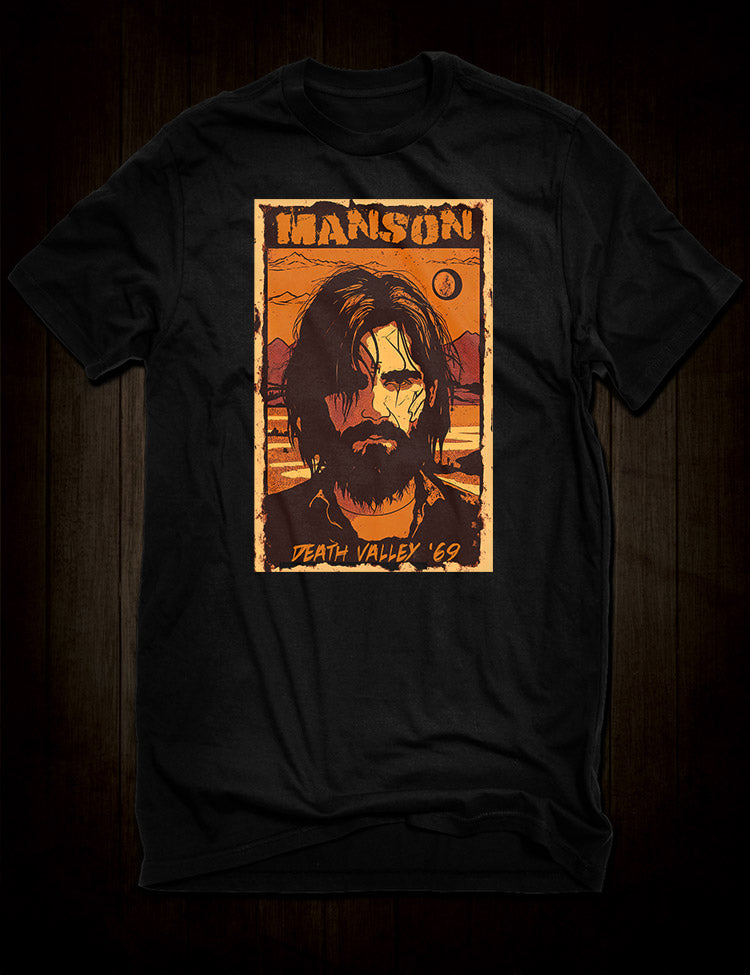 Vintage-inspired Charles Manson Death Valley 69 t-shirt for true crime enthusiasts