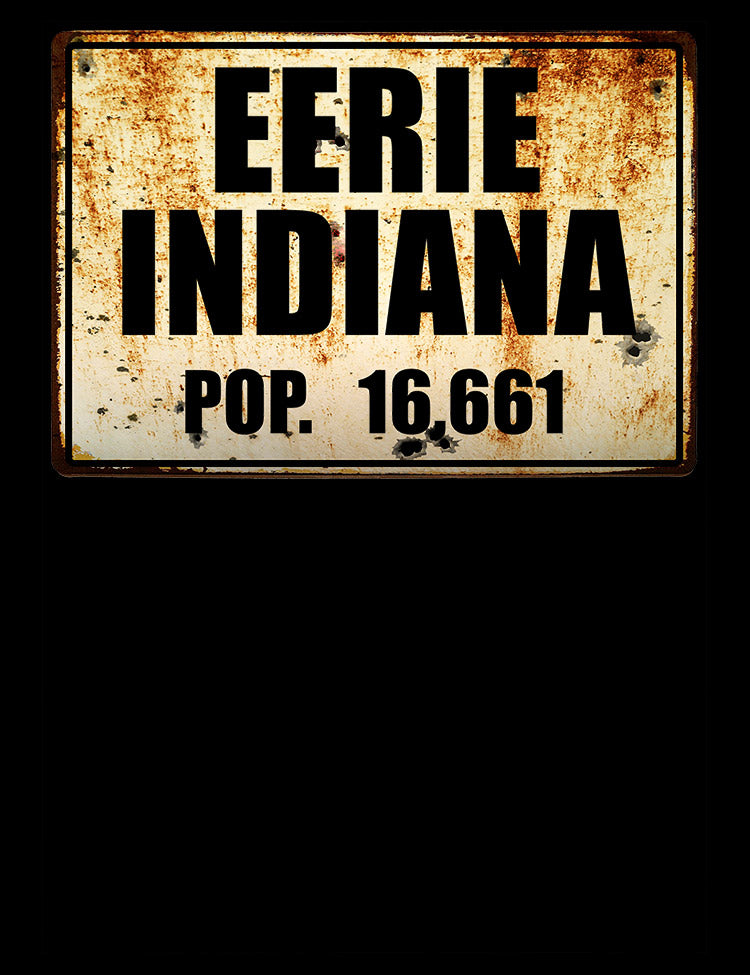 Collectible Eerie, Indiana t-shirt that captures the eerie and enigmatic nature of the show