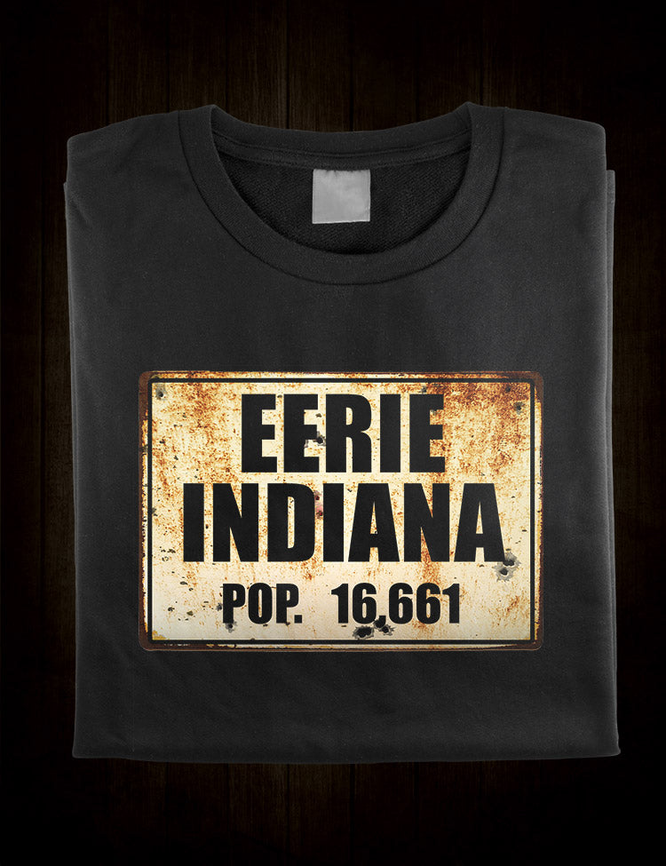 Dark and moody Eerie, Indiana shirt for a hauntingly cool look