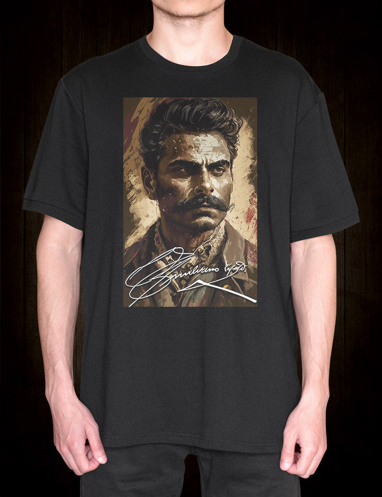 Iconic image of Emiliano Zapata on a stylish and comfortable t-shirt