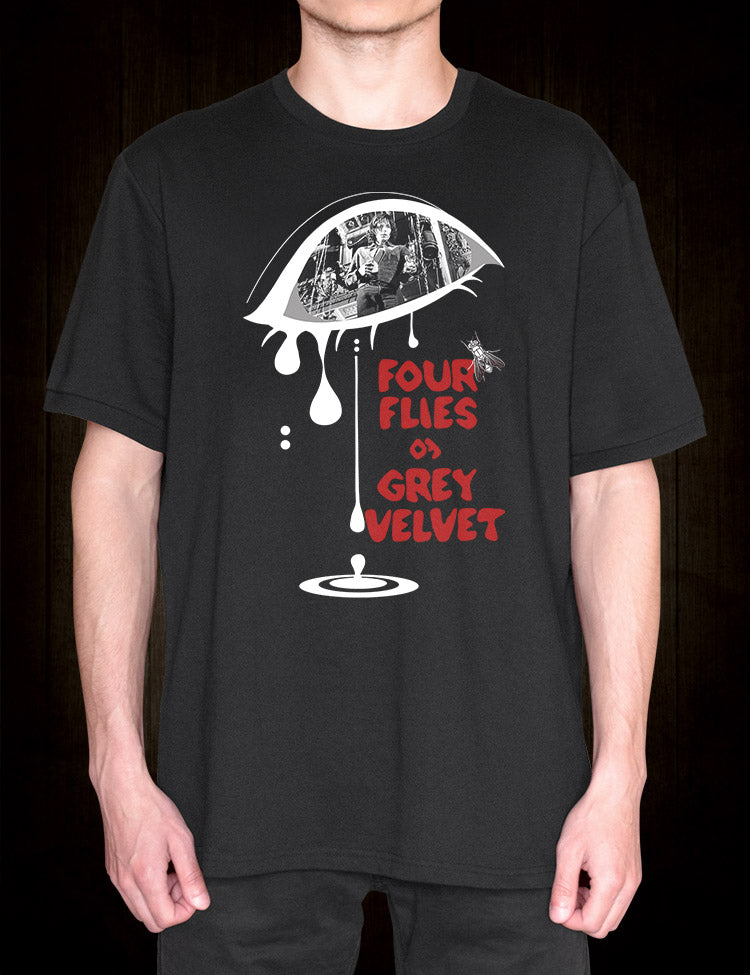 Cult Giallo Movie T-Shirt Four Flies On Grey Velvet