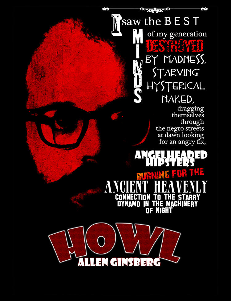 Maglietta Biologica Allen Ginsberg - Howl Performance, Beat Generation, Taglia Unisex - Foto 2