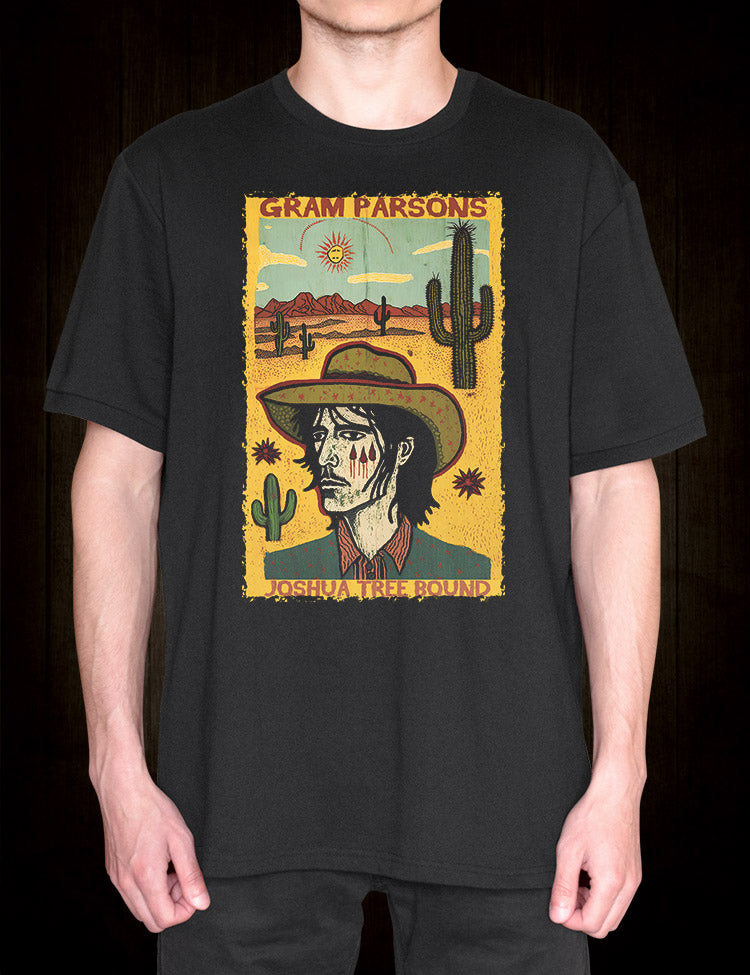 Gram Parsons t-shirt with vibrant folk art-inspired design