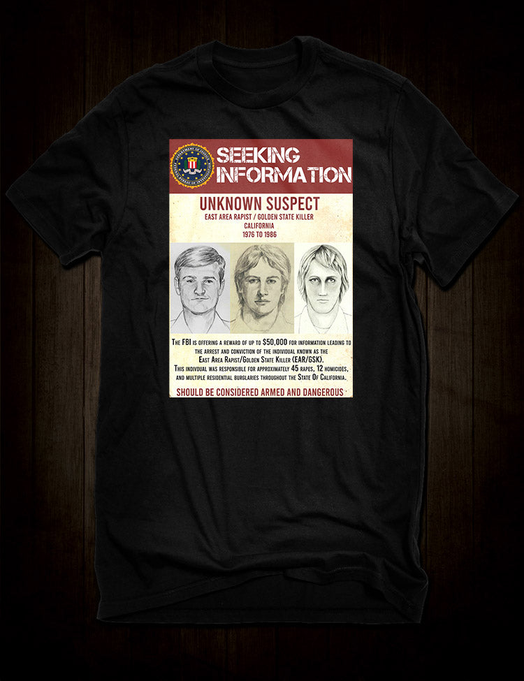 Golden State Killer Wanted Poster T-Shirt