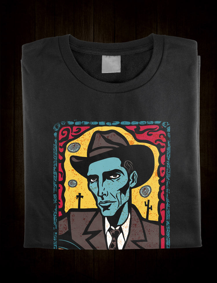 Country music-inspired t-shirt featuring Hank Williams and folk art