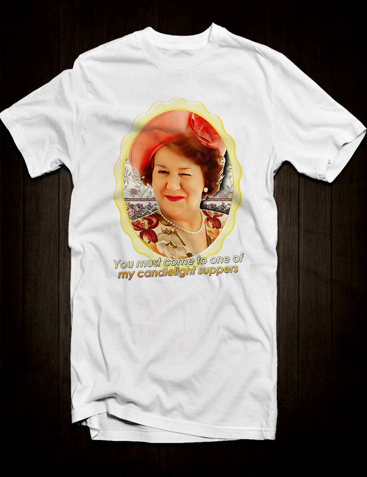 A quirky and fun t-shirt for fans of the beloved British comedy 'Keeping Up Appearances