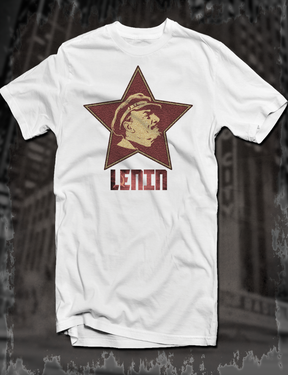 Vintage Soviet Red Star Lenin T-Shirt White